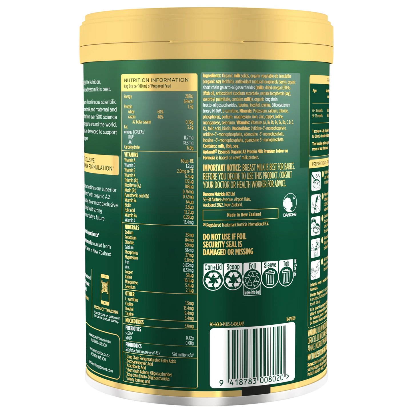 Aptamil Essensis Organic A2 Protein Milk 2 (6-12month)