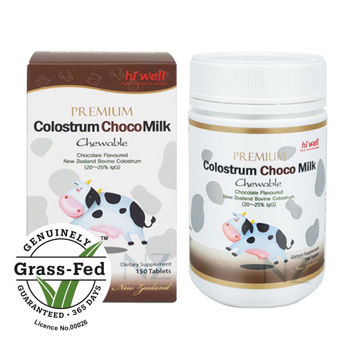 Hi Well Premium Colostrum Choco Milk 150 Chewable Tablets