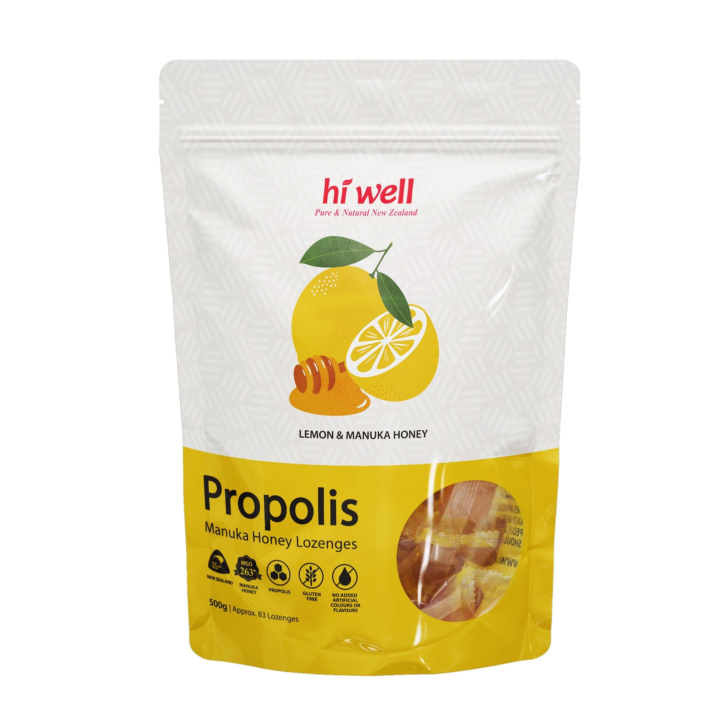 Hi Well Propolis Manuka Honey Lozenges Lemon&Manuka Honey 500g