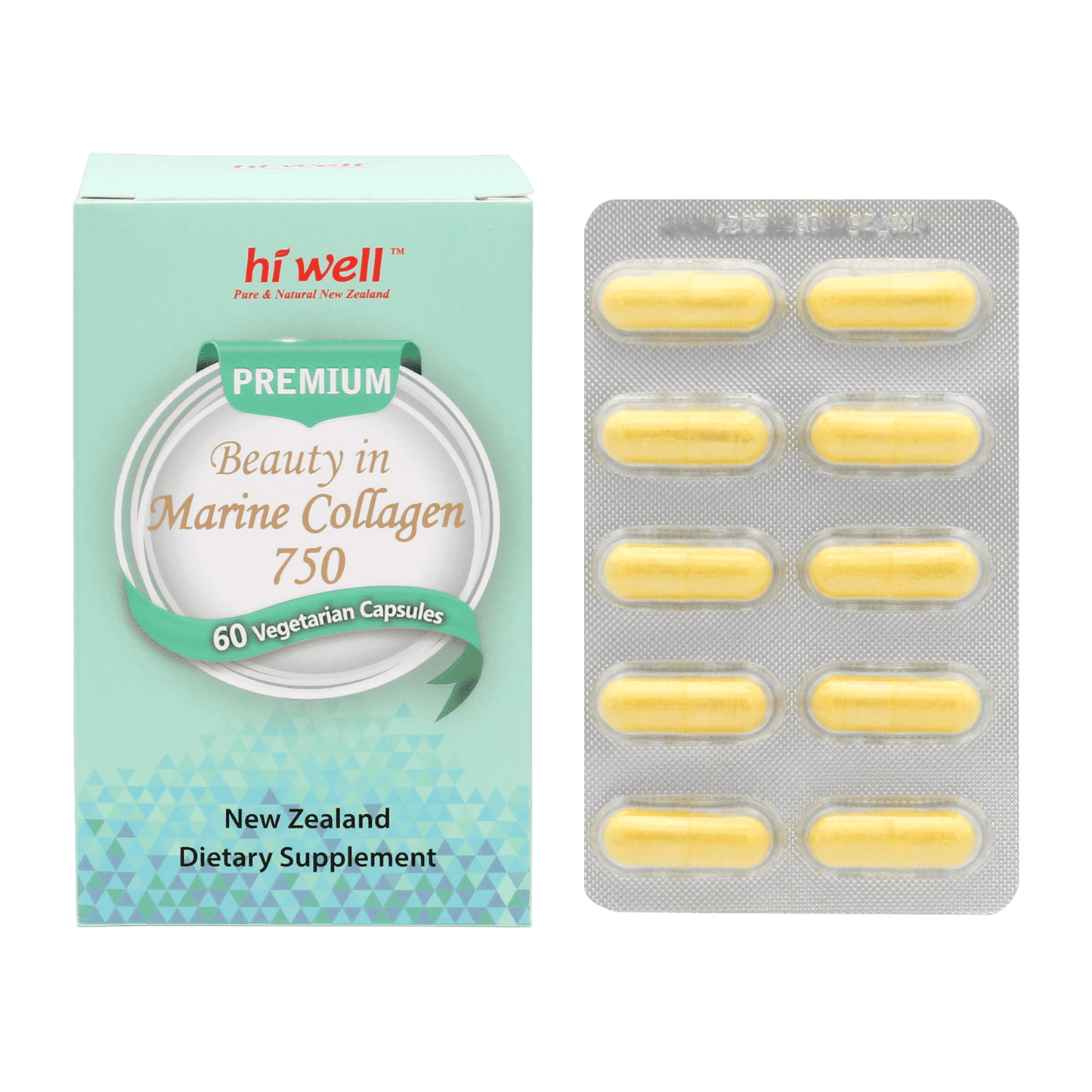 Hi Well Premium Beauty in Marine Collagen 750 60 Vege Capsules