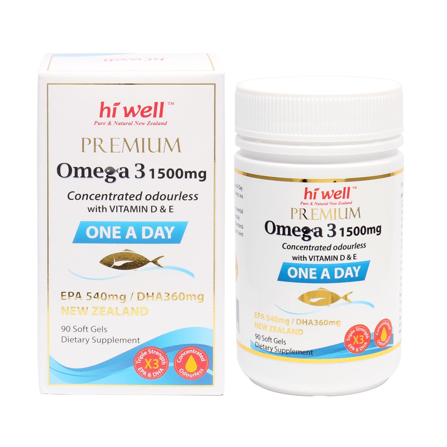 Hi Well Premium Omega 3 1500mg One A Day 90 ซอฟท์เจล