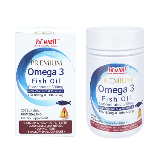 Hi Well Premium Omega 3 Fish Oil Concentrated 500mg 300 Softgels