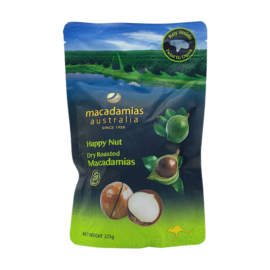 MACADAMIAS AUSTRALIA HAPPY NUT DRY ROASTED 225G